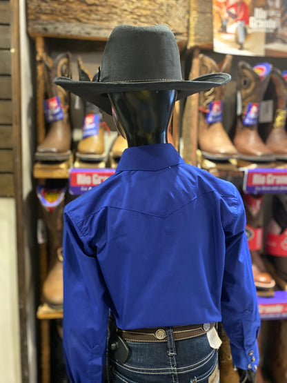 Camisa Rodeo West Niño Azul