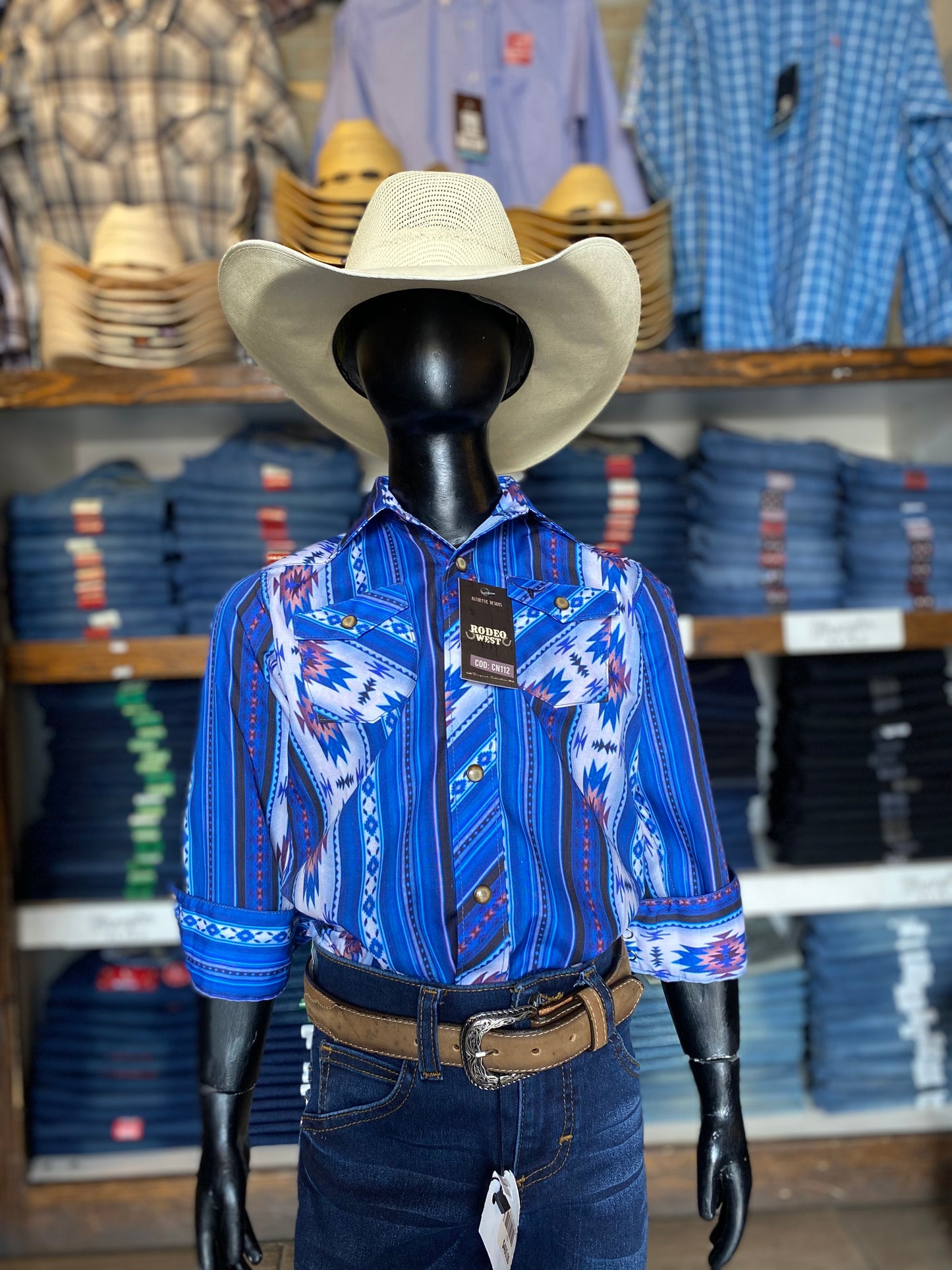 Camisa Rodeo Carte Estampada Azul