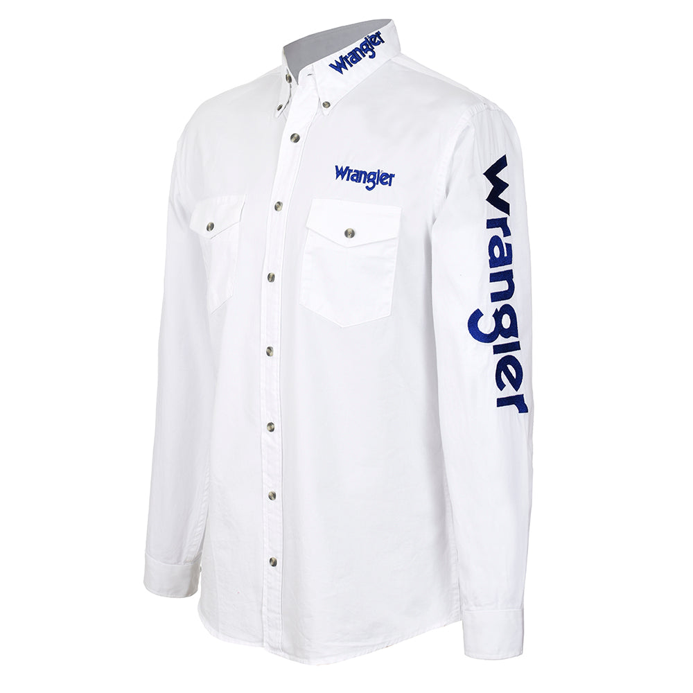 Camisa Wrangler Caballero Logo Blanco La Casa del Vaquero