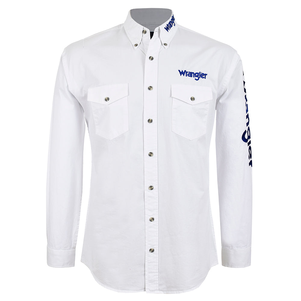 Camisa Wrangler Caballero Logo Blanco