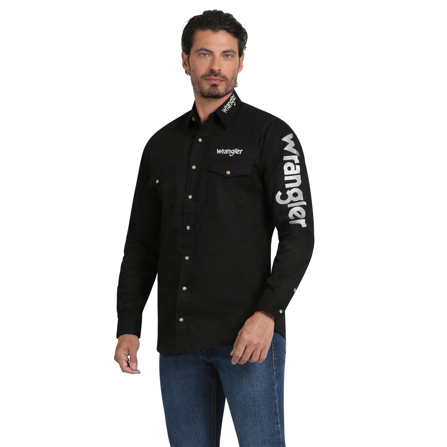 Camisa Wrangler Caballero Logo Negro