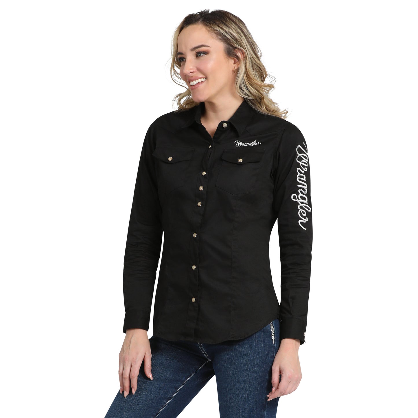 Camisa Wrangler Dama Logo Negro