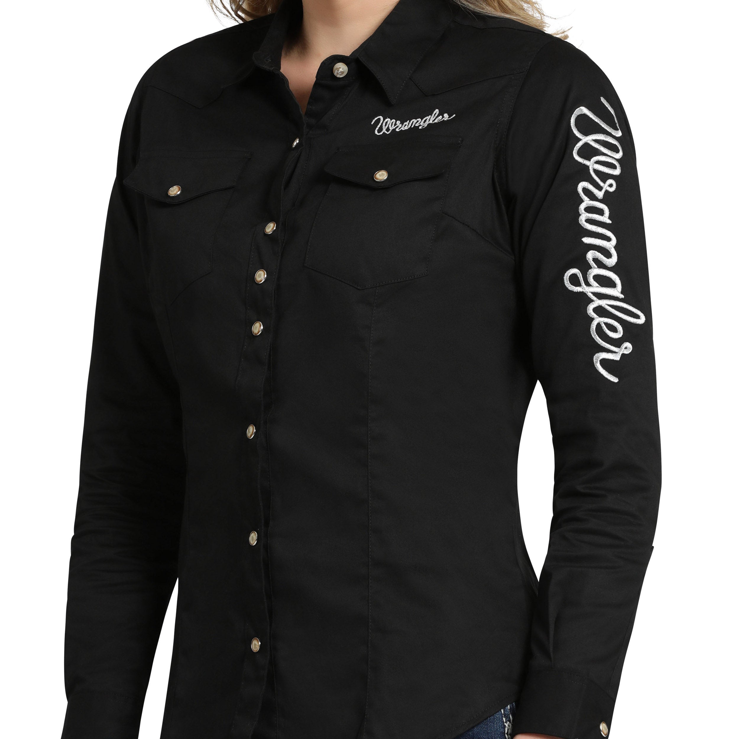 Camisa wrangler negra sale