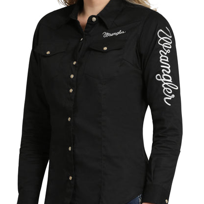 Camisa Wrangler Dama Logo Negro