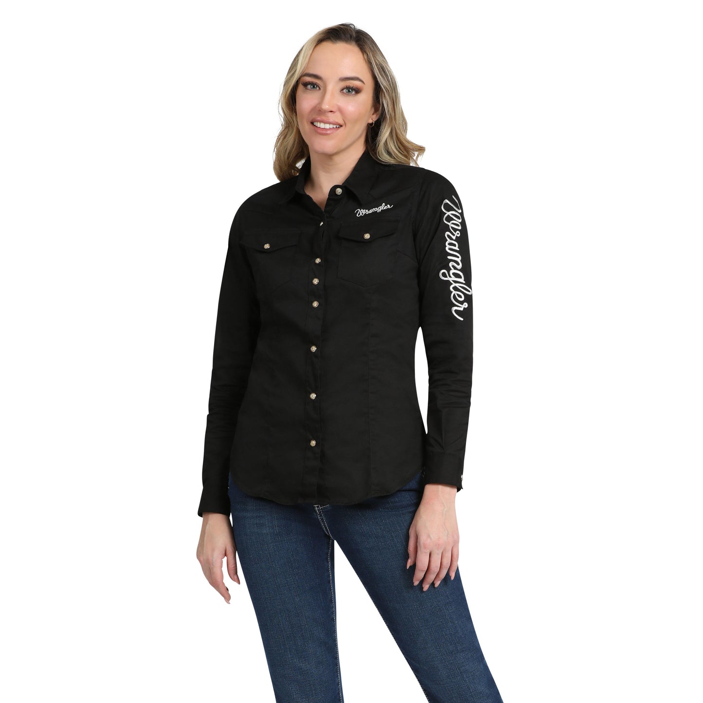 Camisa Wrangler Dama Logo Negro